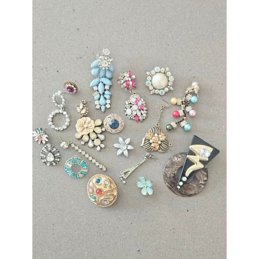 Vintage Single Earrings Jewelry Lot Rhinestone Statement Craft Repurpose